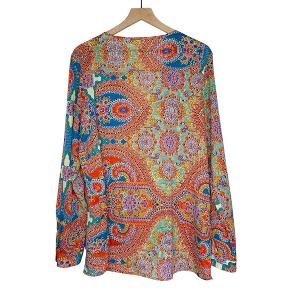 Gimmicks BKE Button Top Paisley Oversized Lightweight Boho Hippie Colorful sz XL - Picture 2 of 8